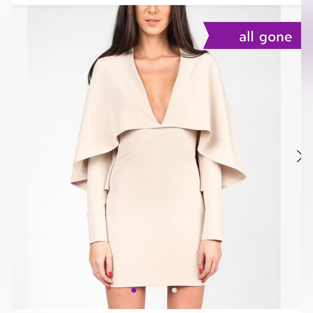 Cape Bodycon Dress, Beige, Carla by Rozarancio NWOT, Size 4